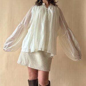 Elegant White Women's Flowy Blouse